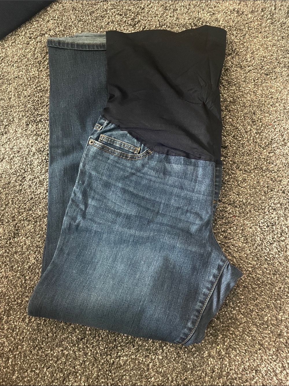 Liz Lange for Target Straight Leg Maternity Jeans in Blue with Black Panel